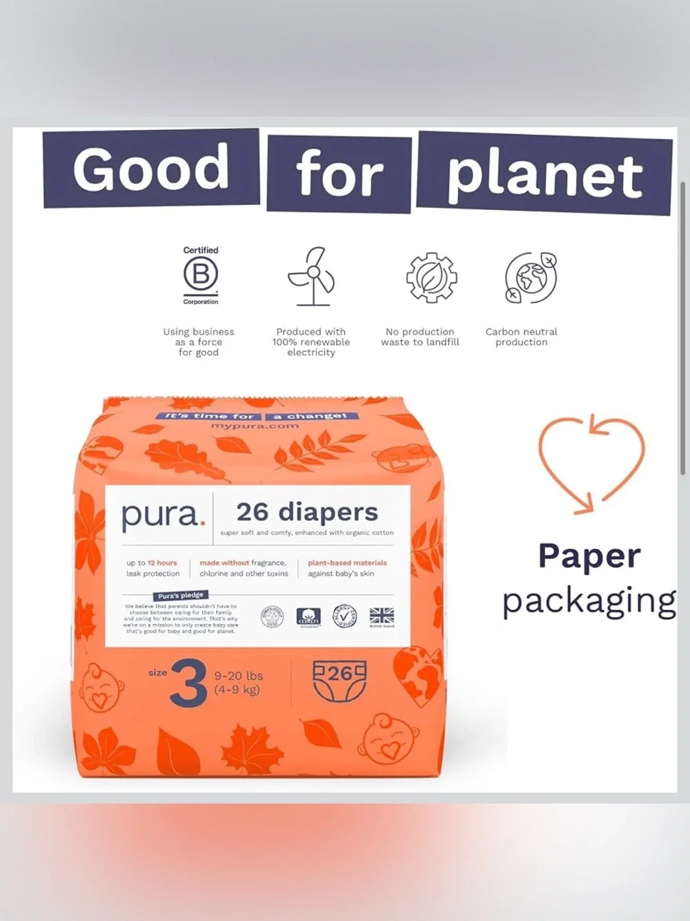 Pura Hypoallergenic Diapers, Size 3 (NEW)
